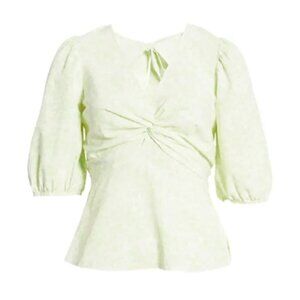 Open Edit BNWOT twist front Blouse sz XXSmall womens short sleeve back tie